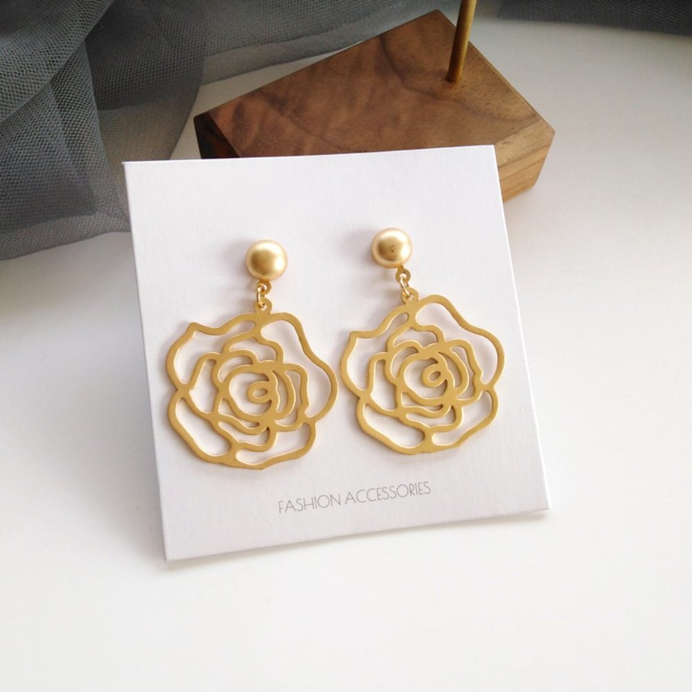 💙S925 GOLD FLOWER EARRINGS - Picture 7 of 11
